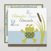 リビット·フロッグ&トンボのベビーシャワー 招待状 (正面/裏面)