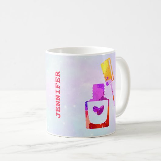 リビパーソナライズされたングカラフル爪、 ネイルテックライフマグ コーヒーマグカップ (正面右)