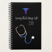 リビングそのナースライフrnハンドレターブラック プランナー手帳 (正面)