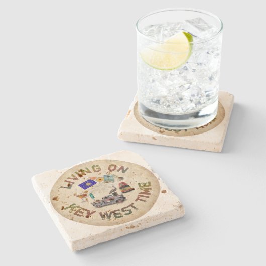リビングオン鍵ウエストタイム ストーンコースター (横)