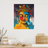 リビングカラフル抽象芸術ブッダ絵を描ズ ポスター (キッチン)