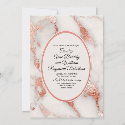 リビングコーラルとマリブルバラ金ゴールド結婚ズ 招待状 (正面)