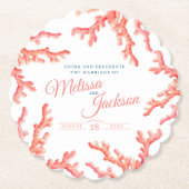 リビングコーラルウォーター結婚カラーカスタムアート ペーパーコースター (正面)