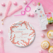 リビングコーラルウォーター結婚カラーカスタムアート ペーパープレート (パーティー)