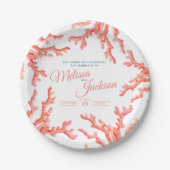 リビングコーラルウォーター結婚カラーカスタムアート ペーパープレート (正面)