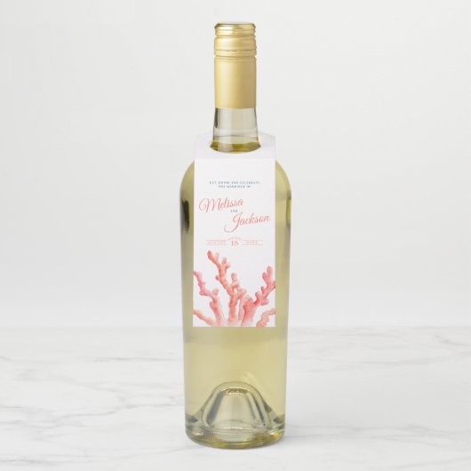 リビングコーラルウォーター結婚カラーカスタムアート ボトルネックタグ (ボトル)