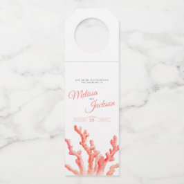 リビングコーラルウォーター結婚カラーカスタムアート ボトルネックタグ