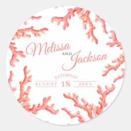 リビングコーラルウォーター結婚カラーカスタムアート ラウンドシール