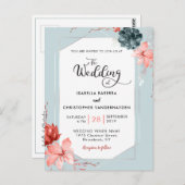 リビングコーラルシルバーグレーフローラ水結婚色 ポストカード (正面/裏面)