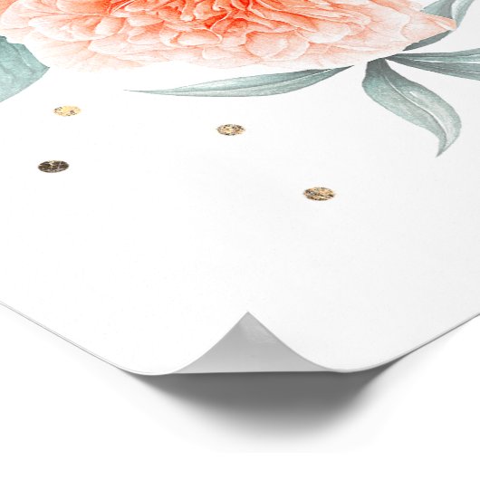 リビングコーラルダスティブルーフローラ結婚ーのウェルカムサイン ポスター (角)