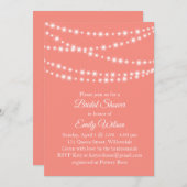 リビングコーラルトゥインクルライトブライダルシャワー 招待状 (正面/裏面)