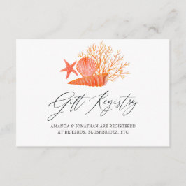 リビングコーラルビーチブライダルシャワーギフト登録 エンクロージャーカード