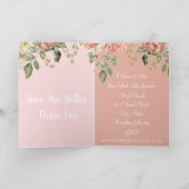 リビングコーラルピンクまたは任意の色のフローラ結婚 招待状 (内部)