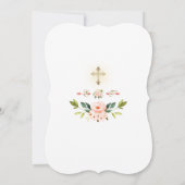 リビングコーラルフラワーズ金ゴールドグリッター聖餐会 招待状 (裏面)