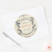 リビングコーラルヴィンテージウェディングブライダルシャワーシール ラウンドシール (封筒)