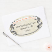 リビングコーラルヴィンテージウェディングブライダルシャワーシール 楕円形シール (封筒)