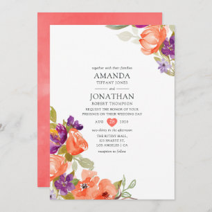 リビングコーラル結婚フローラ 招待状