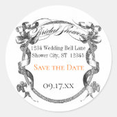 リビングコーラル ヴィンテージ ウェディング ブライダル シャワー シール (正面)