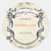 リビングコーラル ヴィンテージ ウェディング ブライダル シャワー シール (正面)