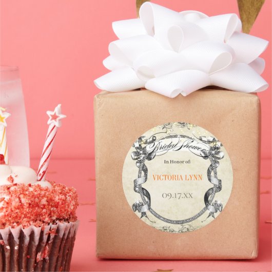 リビングコーラル ヴィンテージ ウェディング ブライダル シャワー シール (パーティー)