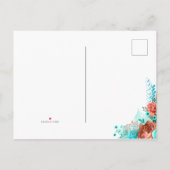 リビングサンゴとターコイズ結婚式の日付を保存 案内ポストカード (裏面)