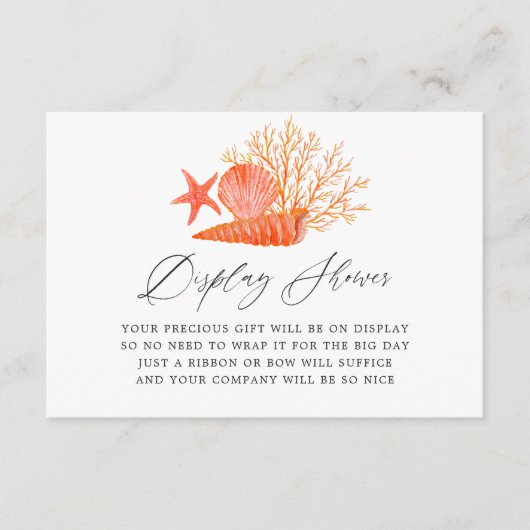 リビングサンゴビーチブライダルシャワーディスプレイシャワー エンクロージャーカード (正面)