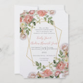 リビングサンゴフローラバラ金ゴールド幾何学架台 招待状 (正面)