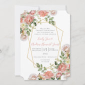 リビングサンゴフローラバラ金ゴールド幾何学架台 招待状 (正面)