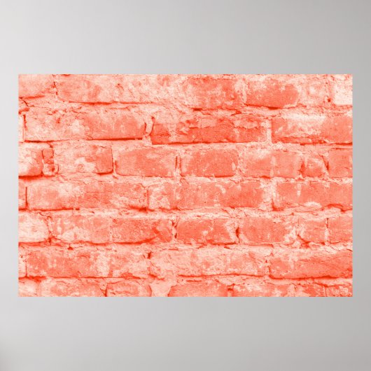 リビングサンゴ。レンガの壁の背景。水平距離を閉じる ポスター (正面)