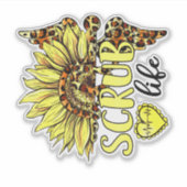 リビングザスクラブライフナースひまわりヒョウ シール (正面)