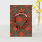 リビングストンのスコットランドのタータンチェックのデザイン カード (黄色い花)