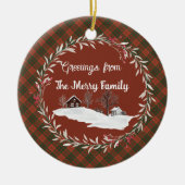 リビングストンエンシェントオリジナルスコットランドタータンチェック セラミックオーナメント (正面)