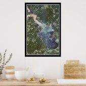 リビングストン湖テキサス州衛星ポスターマップ ポスター (キッチン)