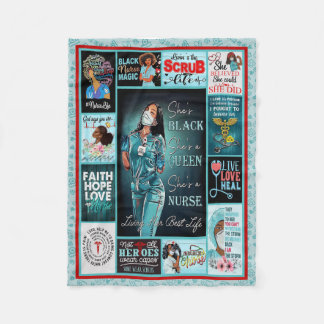 リビングハーライフ最高のブラッククイーンナース フリースブランケット