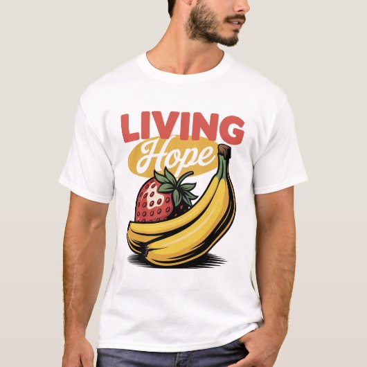 リビングホープ ストロベリー バナナ レトロ信仰Tシャツ Tシャツ (正面)