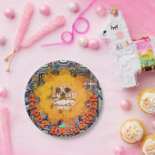 リビングメタルハッピーハローウィンスカル炎 ペーパープレート (パーティー)