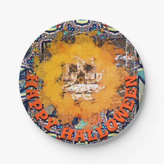 リビングメタルハッピーハローウィンスカル炎 ペーパープレート (正面)