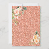 リビングモダンコーラルフラワーズコーラルグリッター結婚ズ 招待状 (裏面)