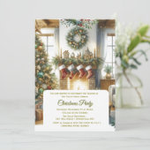 リビングルームとクリスマスツリーのホリデーシーズン 招待状 (スタンド正面)