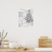 リビングルームのクリスマスツリー着色ポスター ポスター (キッチン)