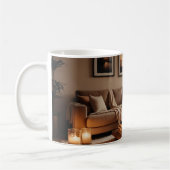 リビングルームのマグカップが微妙な光の下に コーヒーマグカップ (左)