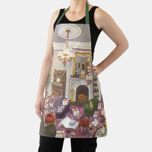 リビングルームのヴィンテージクリスマスラッピングプレゼント エプロン (インサイチュ)