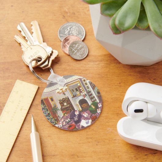 リビングルームのヴィンテージクリスマスラッピングプレゼント キーホルダー (デスク)