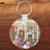 リビングルームのヴィンテージクリスマスラッピングプレゼント キーホルダー (正面)