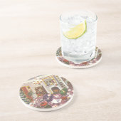 リビングルームのヴィンテージクリスマスラッピングプレゼント コースター (側面)