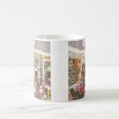 リビングルームのヴィンテージクリスマスラッピングプレゼント コーヒーマグカップ (中央)