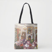 リビングルームのヴィンテージクリスマスラッピングプレゼント トートバッグ (正面)