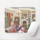 リビングルームのヴィンテージクリスマスラッピングプレゼント マウスパッド (マウス)