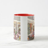 リビングルームのヴィンテージクリスマスラッピングプレゼント マグカップ (中央)