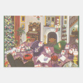 リビングルームのヴィンテージクリスマスラッピングプレゼント ラッピングペーパーシート (正面)